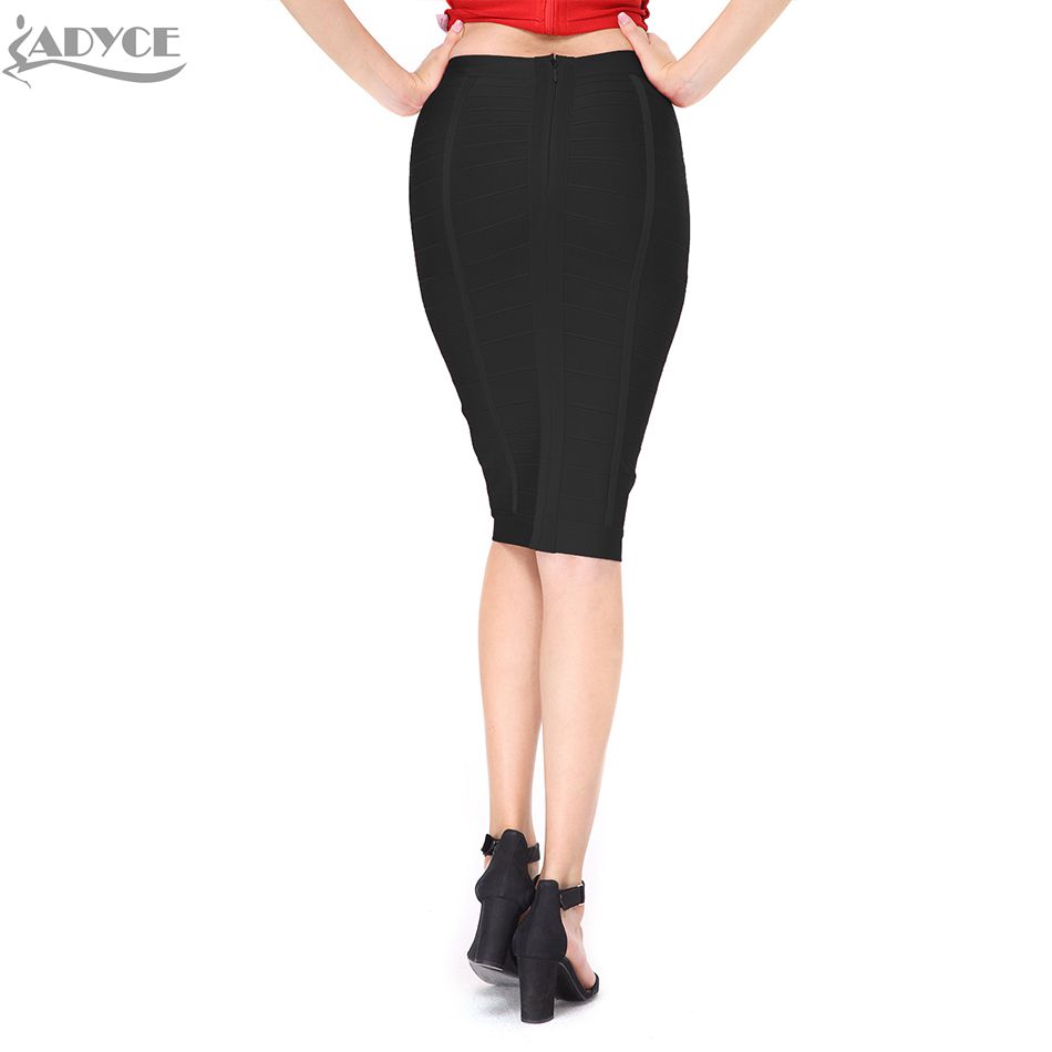   New Summer Sexy Women Pencil Skirt Solid Color Knee-length Elegant Celebrity Party Prom Bodycon Bandage Skirts
