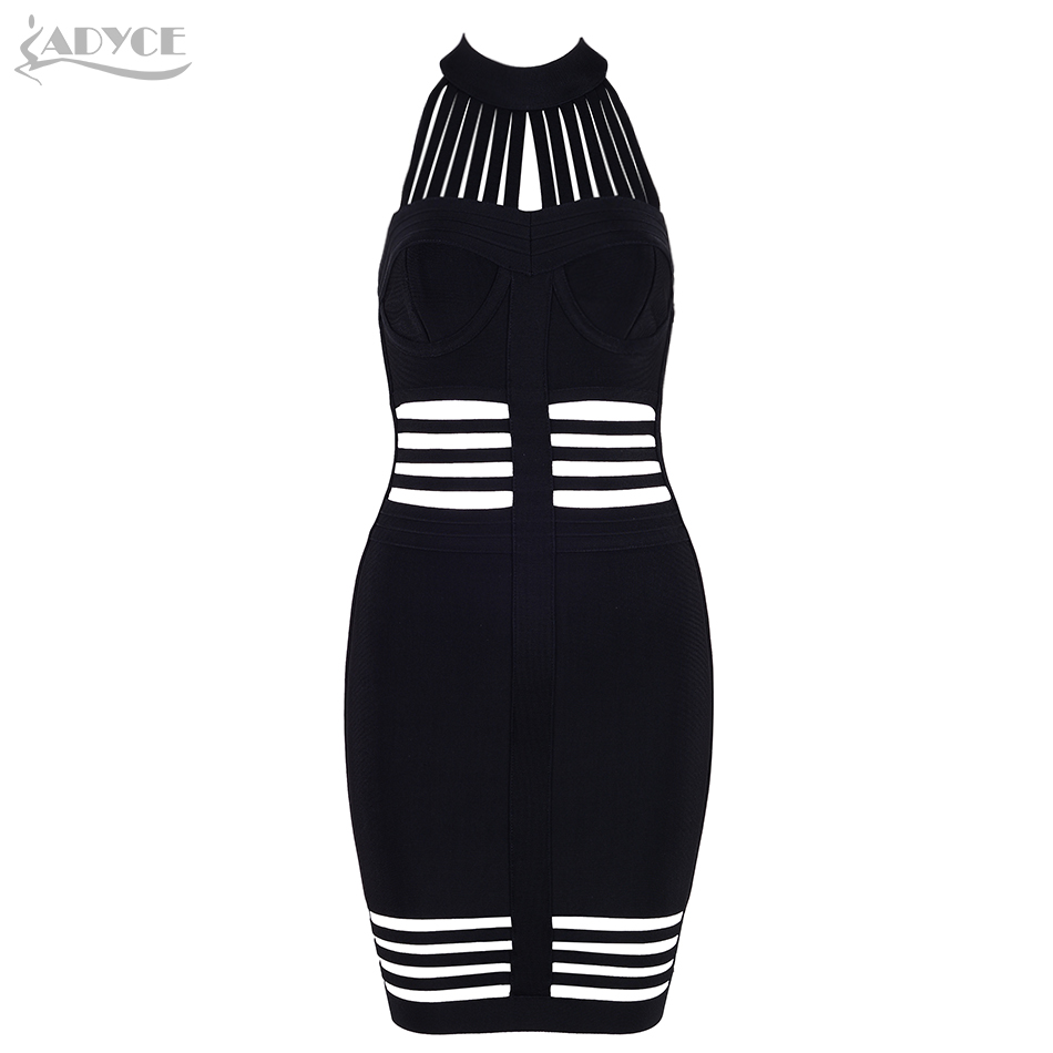  Summer Runway Bandage Dress Women Vestidos  Sexy Hollow Out Halter Black Club Dress Celebrity Evening Party Club Dress