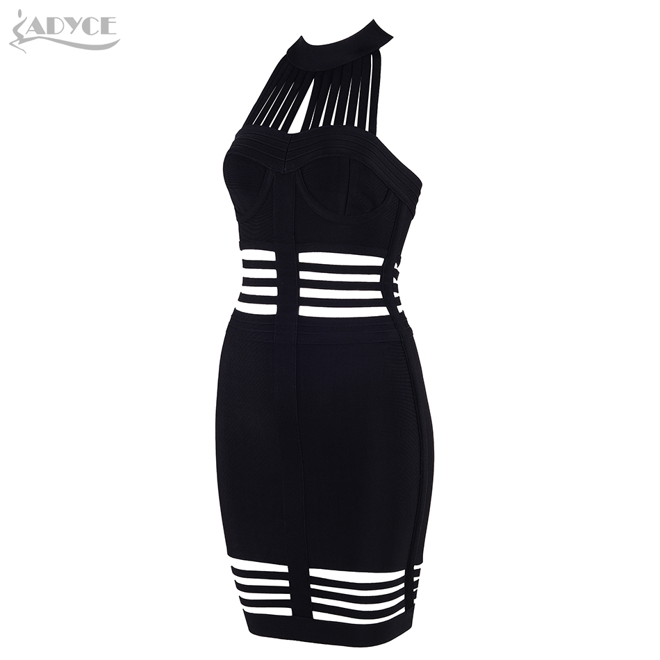  Summer Runway Bandage Dress Women Vestidos  Sexy Hollow Out Halter Black Club Dress Celebrity Evening Party Club Dress