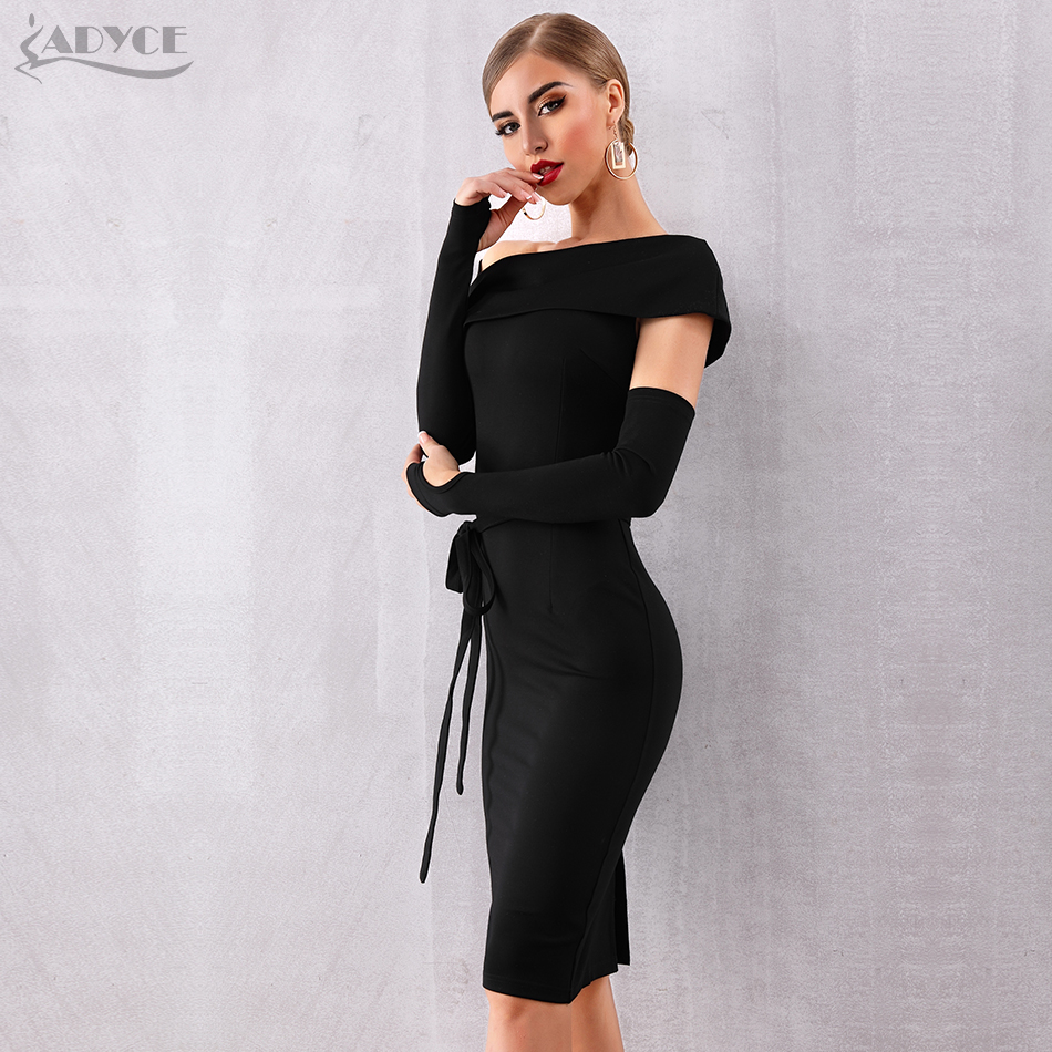   New Autumn Bandage Dress Women Vestidos Sexy Hollow Out Black Bodycon Club Dress Celebrity Evening Runway Party Dress