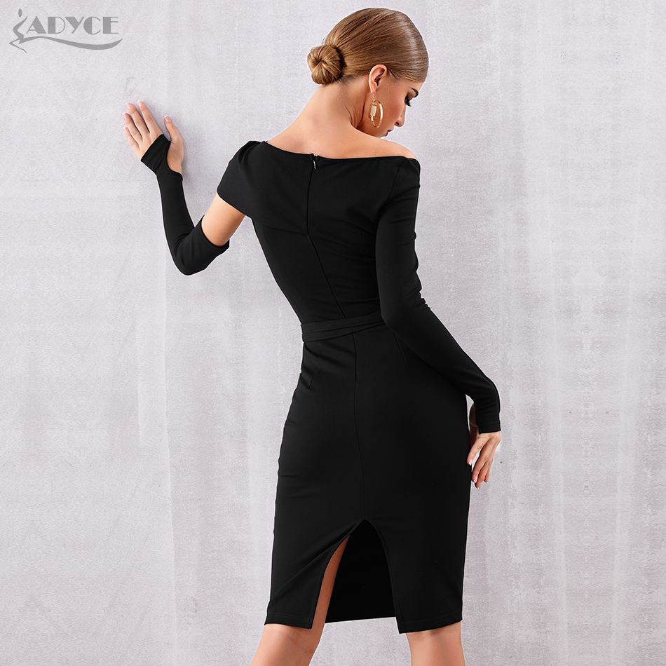   New Autumn Bandage Dress Women Vestidos Sexy Hollow Out Black Bodycon Club Dress Celebrity Evening Runway Party Dress