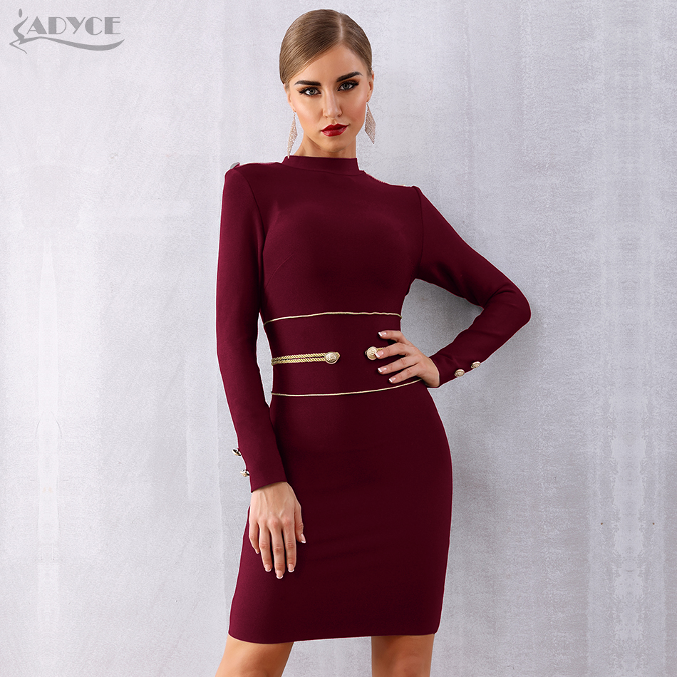   New Winter Black Bandage Dress Women Sexy Long Sleeve Mini Club Dress Vestidos Elegant Celebrity Evening Party Dress