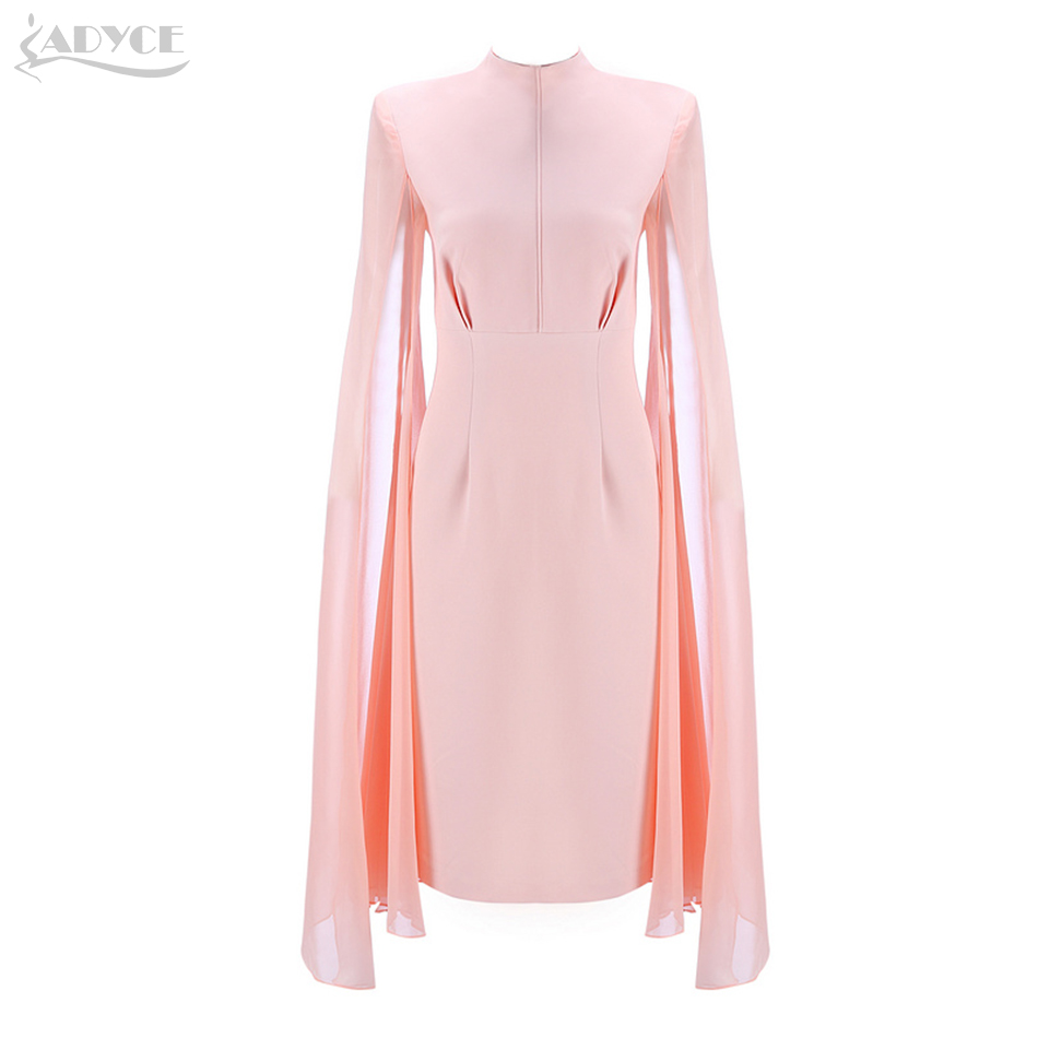   Sexy Women Bodycon Summer Runway Dress Pink O-Neck Batwing Sleeve Midi Luxury Celebrity Party Club Dresses Vestidos