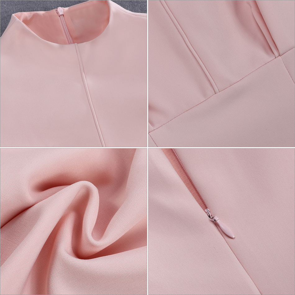   Sexy Women Bodycon Summer Runway Dress Pink O-Neck Batwing Sleeve Midi Luxury Celebrity Party Club Dresses Vestidos