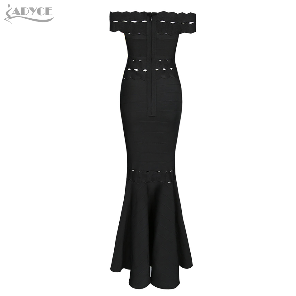   New Black Bandage Dress Sexy Off the Shoulder Long Celebrity Party Dresses Women Maxi Dress Vestidos Clubwear