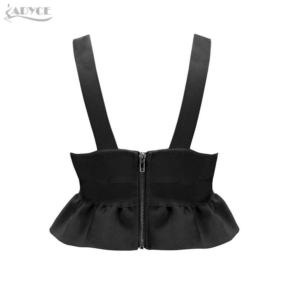   New Summer Sexy Women Bandage Tank Tops Celebrity Runway Short Top Vest V-Neck Ruffles Luxury Evening Party Women Top