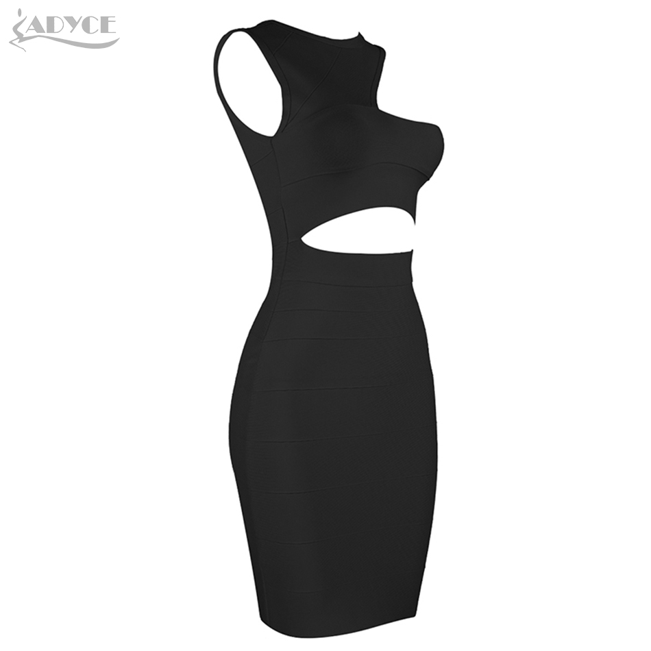   New Summer Nude Club Bodycon Bandage Dress Sexy Sleeveless Hollow Out Tank Mini Celebrity Evening Party Dress Vestido