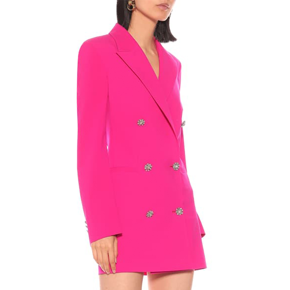   New Winter Women Long Sleeve Female Fashion Club Coat Sexy V-Neck Rose Red Double Breasted Slim Trench Coats