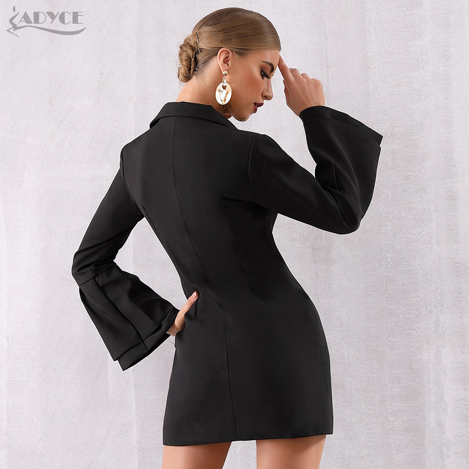   New Women Slim Black Trench Coat White Sexy V-Neck Single Breasted Petal Sleeve Long Style Women Out Wear Club Coats