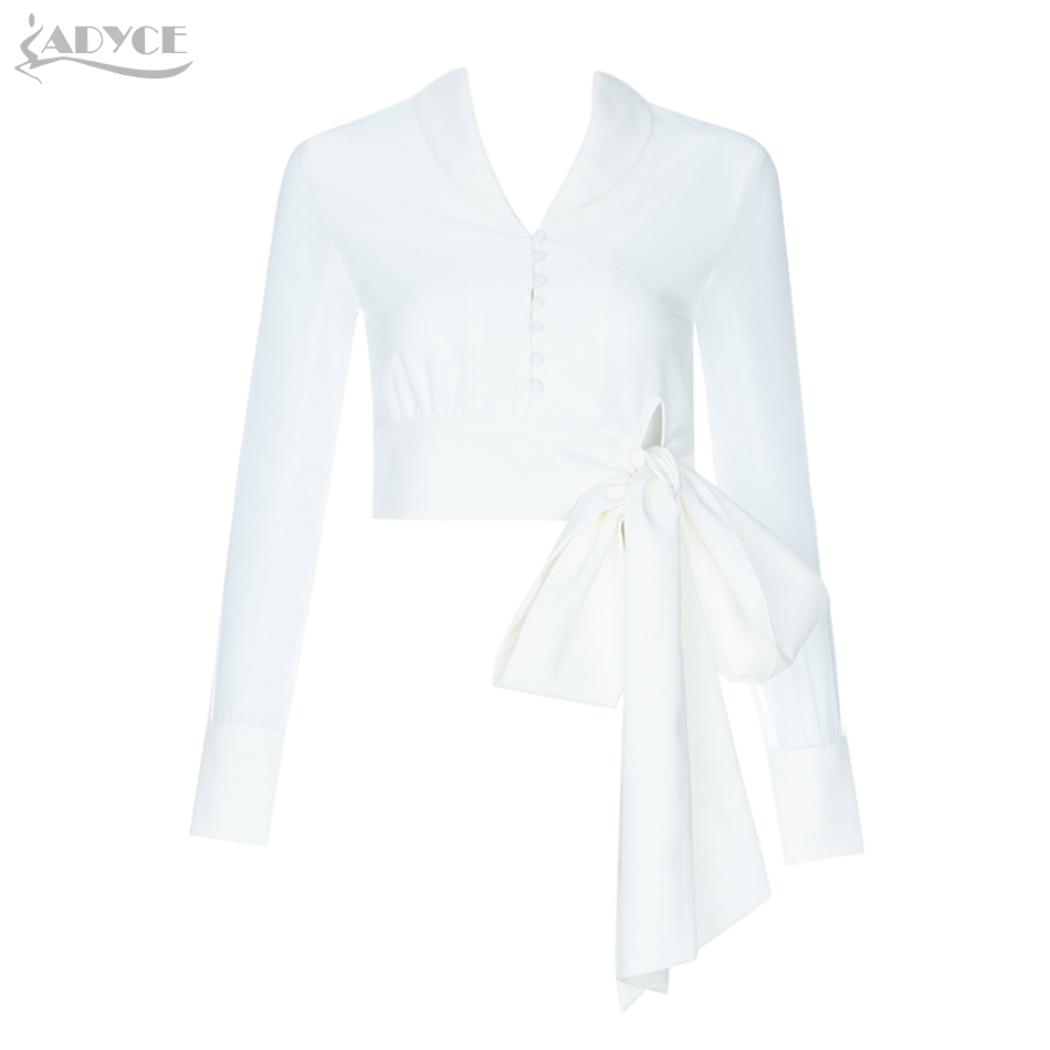   New Arrival Summer White Deep V Neck Fashion Runway Tops Sexy Bow Lace Short Celebrity Evening Party Club Top
