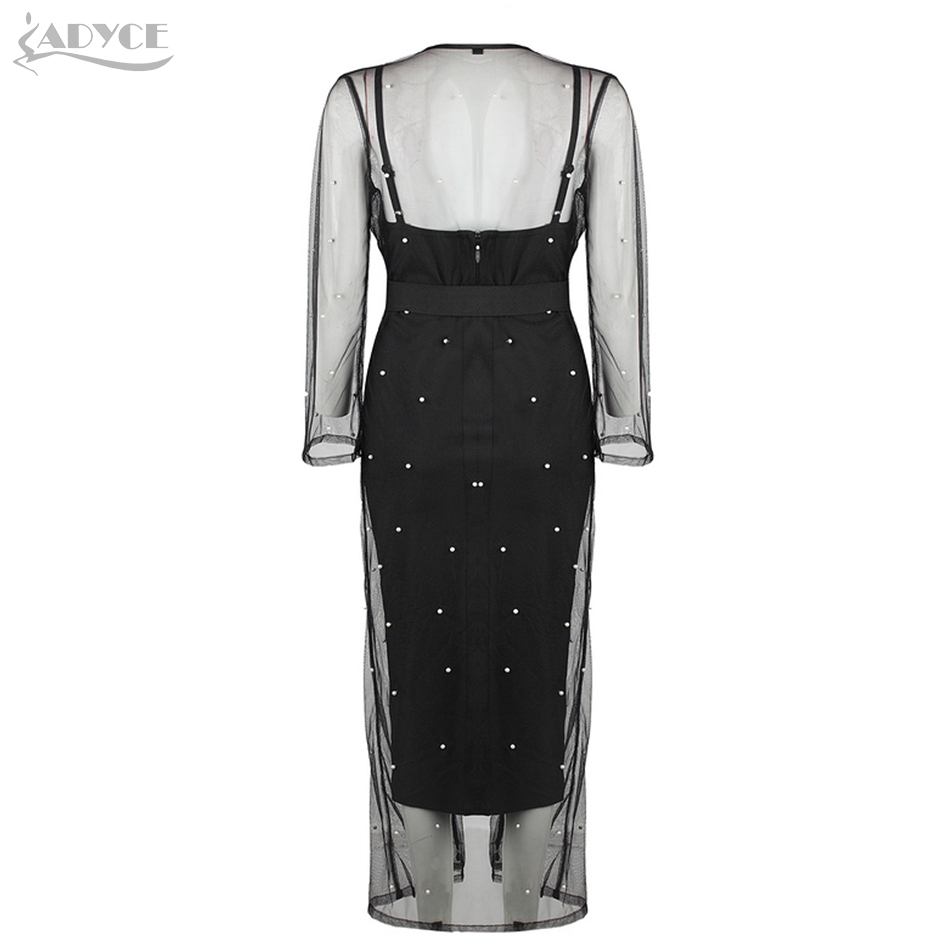   New Women Bandage Dress Coat&Dress 2 Two Pieces Set Beading Mesh Lace Mid Celebrity Party Women Set Clubwear Vestidos