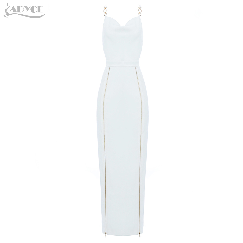   New Summer Spaghetti Strap Women Celebrity Evening Runway Party Dress Sexy Sleeveless White Maxi Bodycon Club Dresses