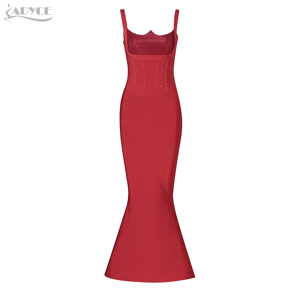   New Summer Bandage Dress Women Elegant Red Spaghetti Strap Sexy Sleeveless Mermaid Club Dress Celebrity Party Dresses