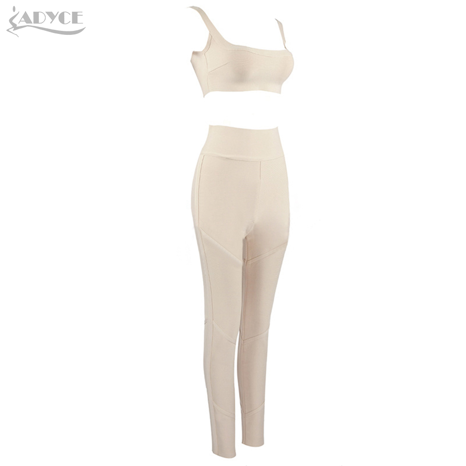   New Summer Women Club Bandage Set Strapless Tops& Long Pant 2 Two Pieces Sets Sleeveless Celebrity Evening Party Sets