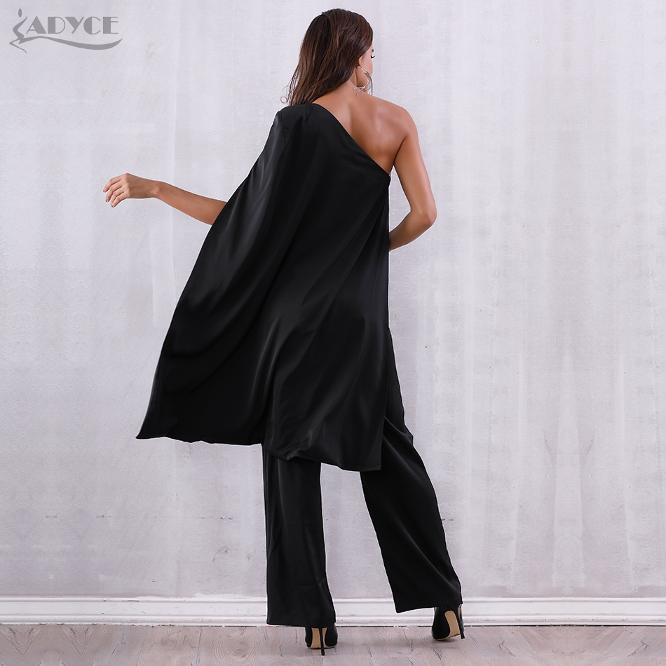   Summer Women  One Shoulder Celebrity Runway Jumpsuit White Black Batwing Sleeve Romper Jumpsuit Sexy Bodycon Bodysuit