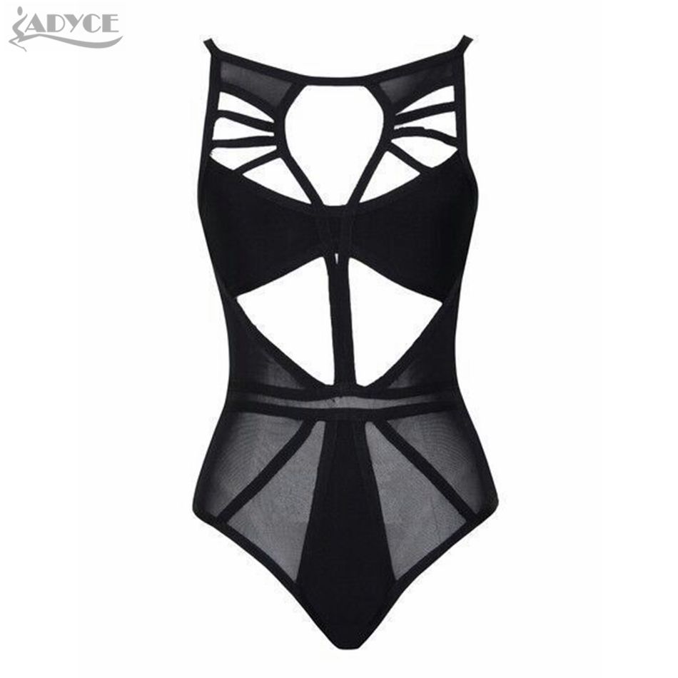  NEW summer sexy women bandage bodycon mesh black bodysuit bikini bandage swimwears  Beachwear