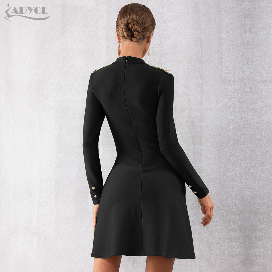   New Winter Black Bandage Dress Women Sexy Long Sleeve O Neck Mini Club Dress Vestidos Elegant Celebrity Party Dress