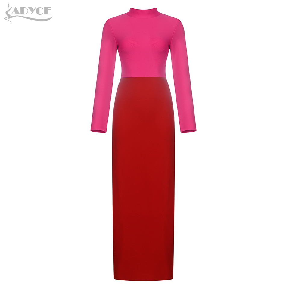   New Autumn Long Sleeve Women Bandage Dress Sexy Pink&Wine Red Club Celebrity Evening Runway Party Club Dress Vestidos