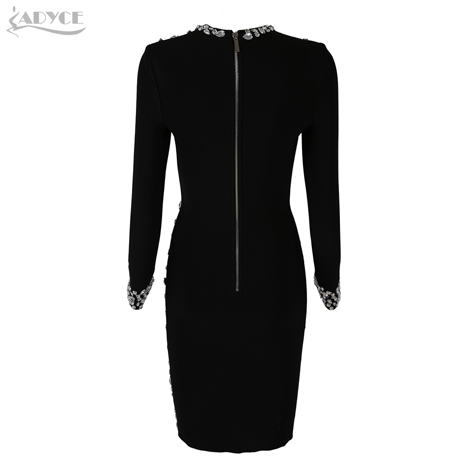   New Winter Women Bandage Dress Sexy Long Sleeve Luxury Mini Beading Club Dress Vestidos Celebrity Evening Party Dress