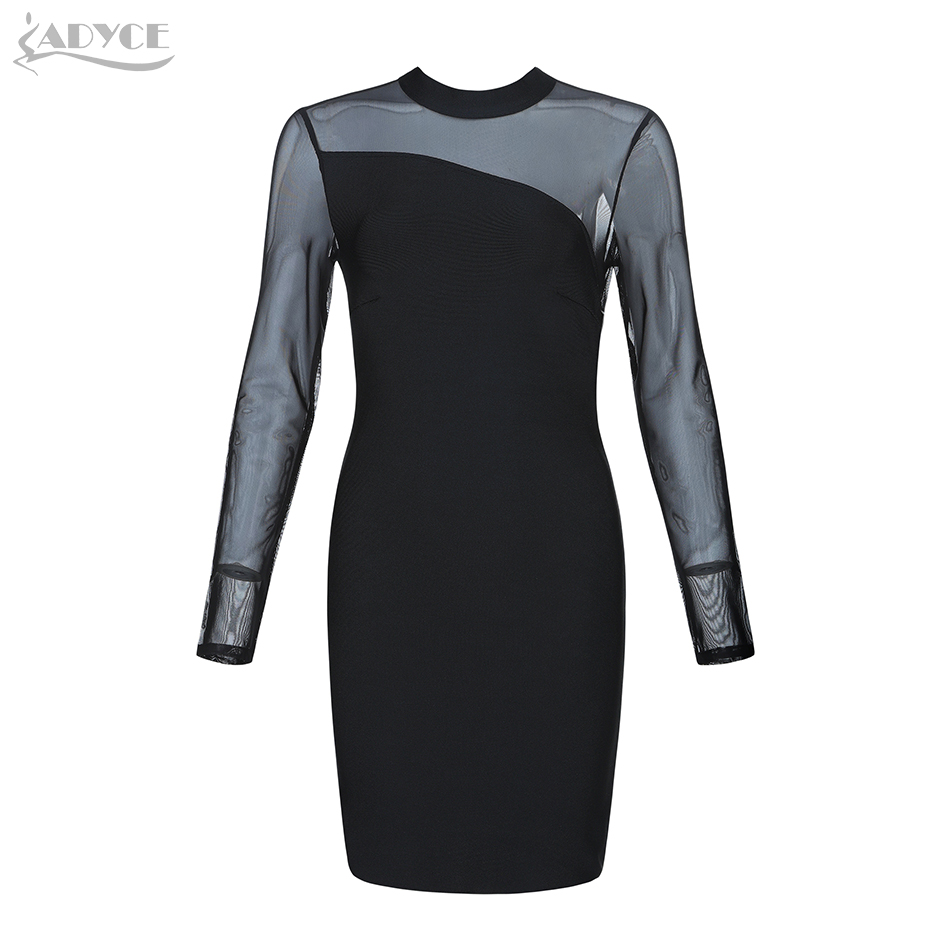   New Spring Bodycon Bandage Dress Women Sexy Black Long Sleeve Mini Club Dress Vestido Celebrity Evening Party Dresses