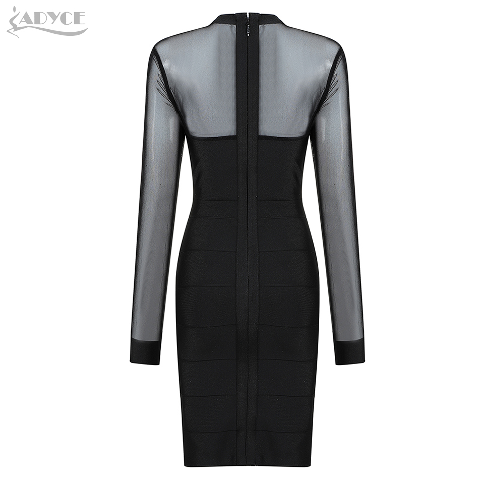   New Autumn Black Lace Bandage Dress Women Sexy Long Sleeve Bodycon Club Dress Celebrity Evening Party Dress Vestidos