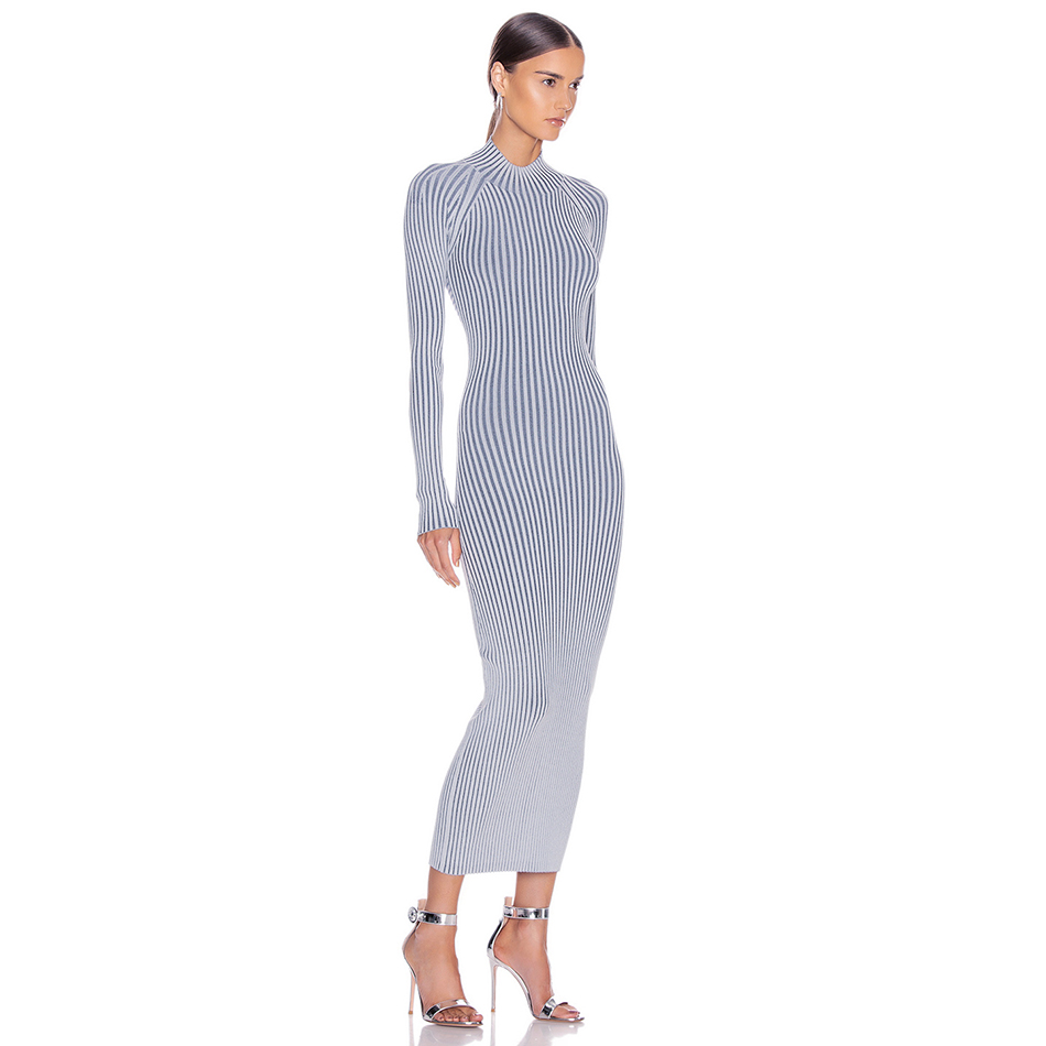   New Autumn Long Sleeve Backless Bandage Dress Women Sexy Bodycon Hollow Out Midi Club Celebrity Evening Party Dresses
