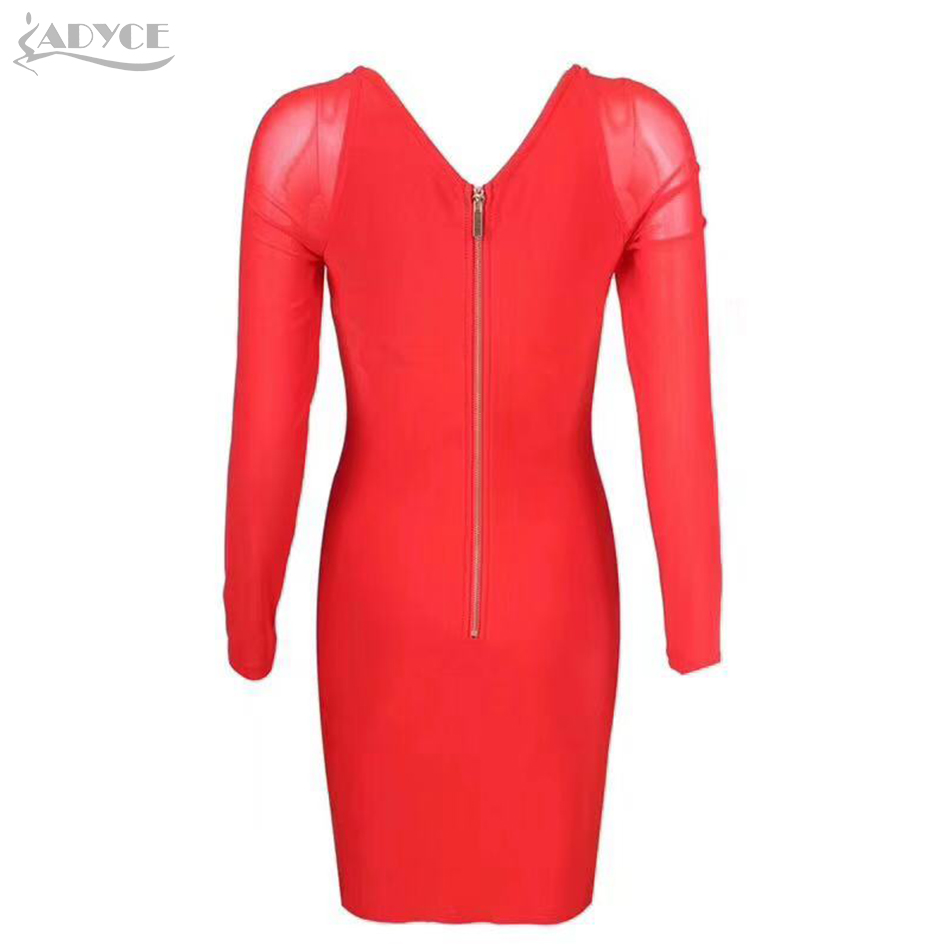   New Autumn Red Long Sleeve Bodycon Club Dress Women Sexy Hollow Out Red Mini Celebrity Evening Party Dresses Vestidos