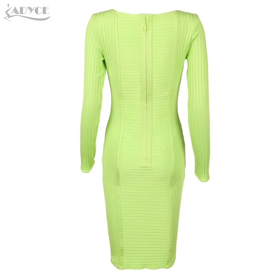   New Autumn Long Sleeve Bodycon Club Bandage Dress Women Sexy Solid Lady Green Celebrity Evening Runway Party Dresses