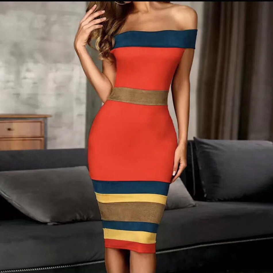   New Summer Bandage Dress Women Vestidos Sexy Slash Neck Short Sleeve Off Shoulder Club Celebrity Evening Party Dress