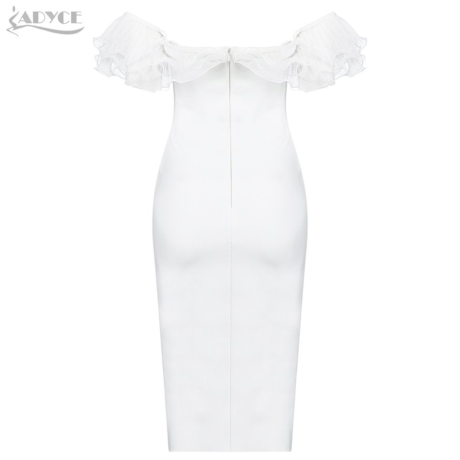   New Autumn White Off Shoulder Bandage Dress Women Sexy Bodycon Club Lace Celebrity Evening Runway Party Dress Vestido