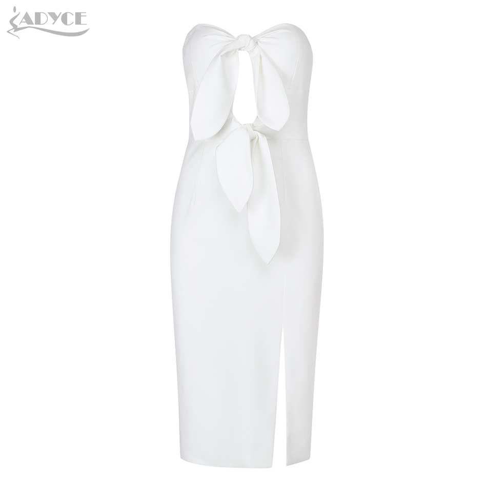   New Summer Women Elegant White Strapless Dress Sexy Hollow Out Sleeveless Club Dress Celebrity Evening Party Dresses
