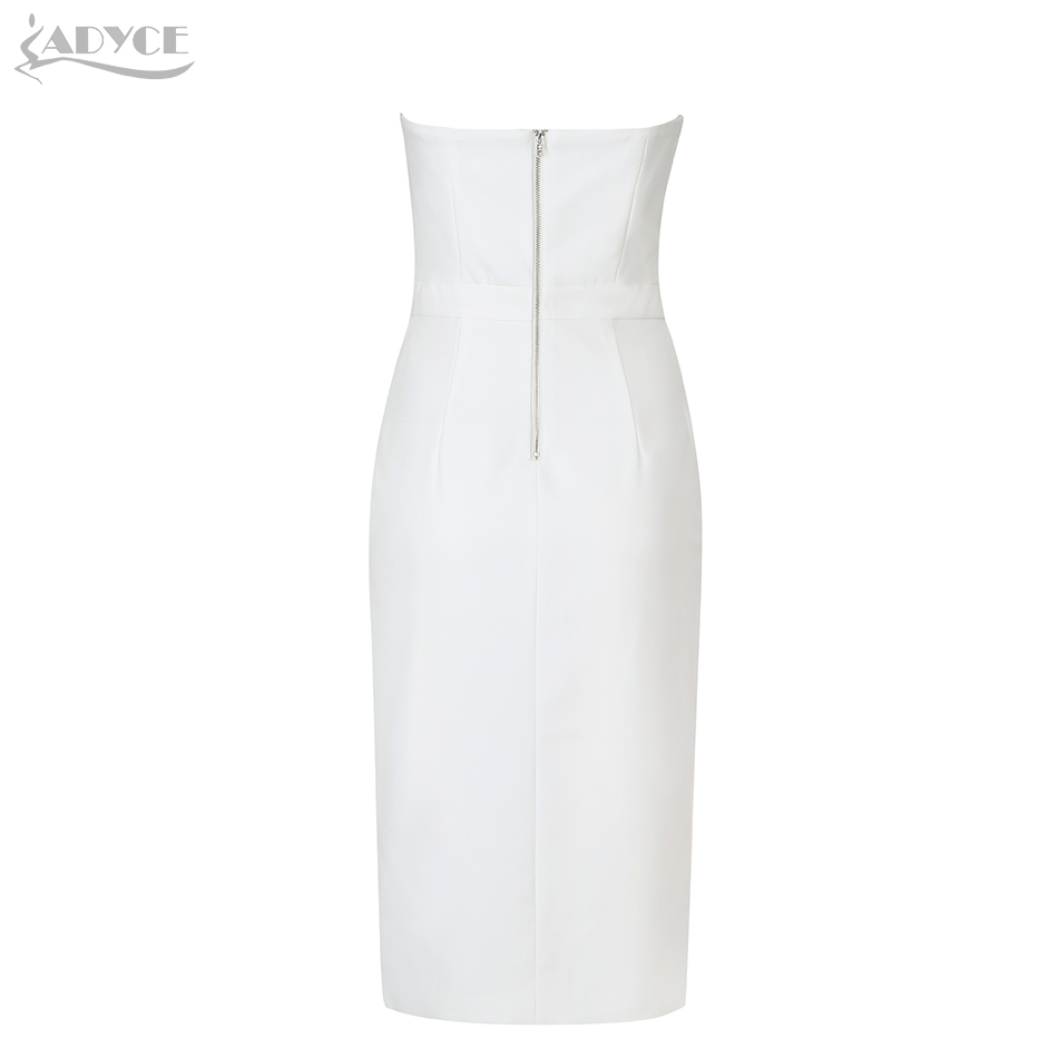  New Summer Women Elegant White Strapless Dress Sexy Hollow Out Sleeveless Club Dress Celebrity Evening Party Dresses