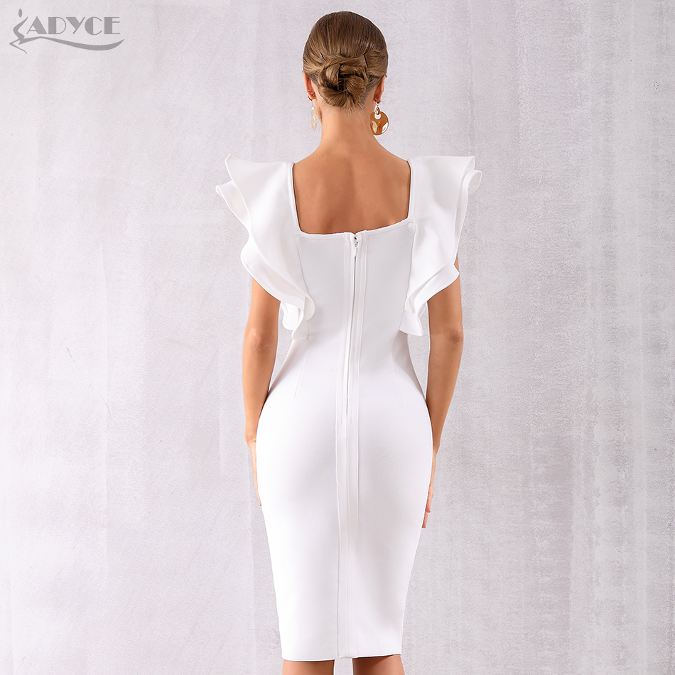   New Arrive Summer Women Celebrity Party Black Bandage Dress Vestido Sexy Ruffles Butterfly Sleeve Bodycon Club Dress