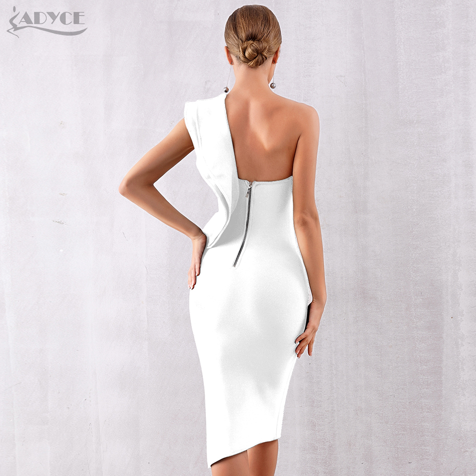   New Summer Women Bandage Dress Sexy One Shoulder Ruffles Bodycon Club Dresses Vestidos Celebrity Evening Party Dress