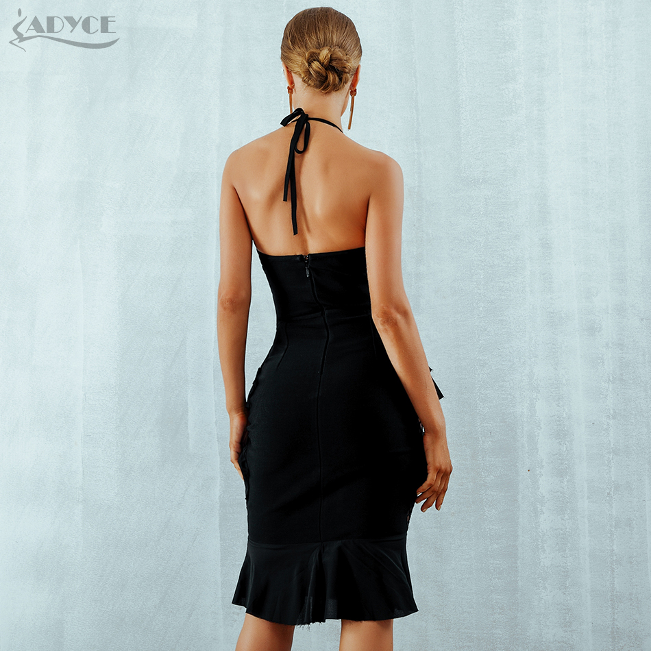  Summer Bandage Bodycon Dress Women Vestidos Verano  Sexy Ruffles Hollow Out Lace Up Dress Runway Celebrity Party Dress
