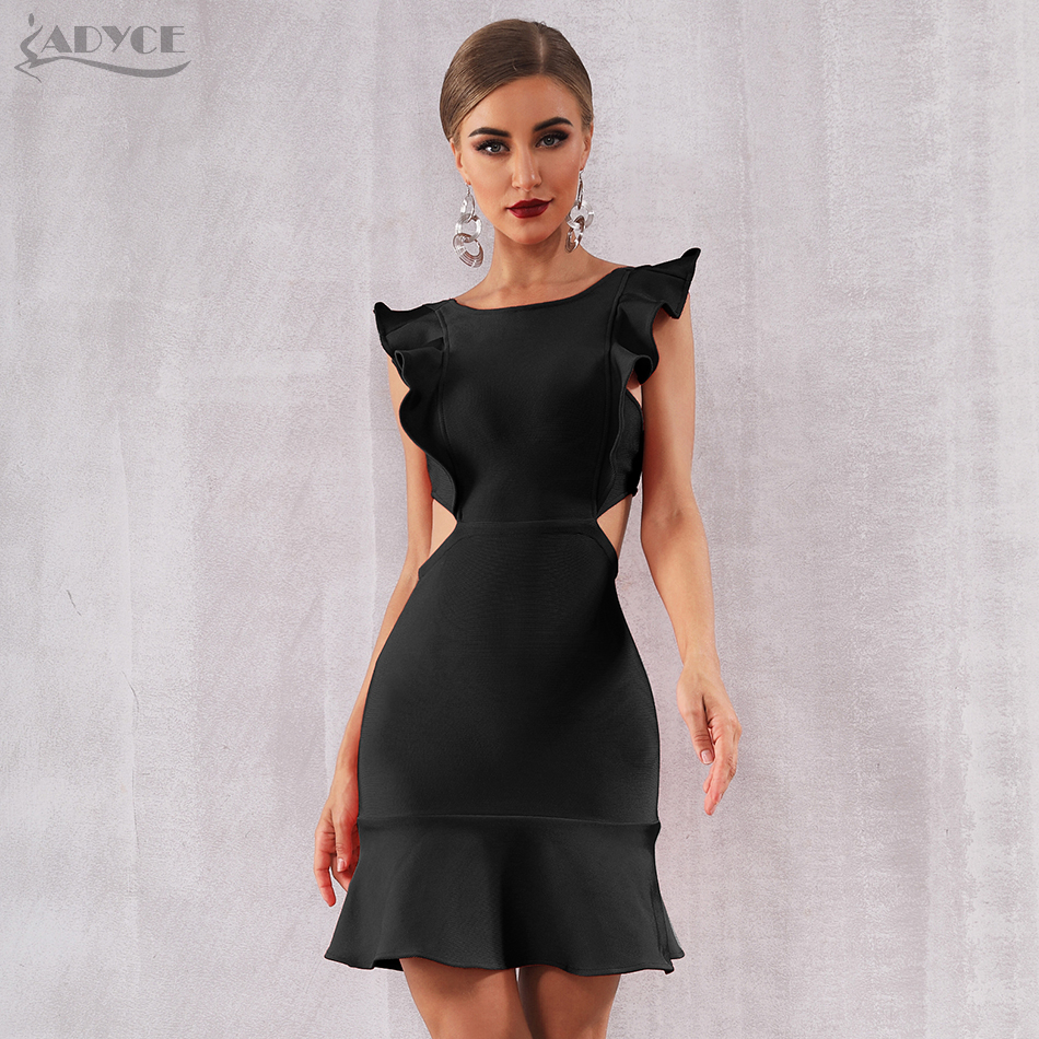   New Summer Arrival Women Red Bandage Dress Sexy Sleeveless Strapless Ruffles Mini Club Vestido Celebrity Party Dress