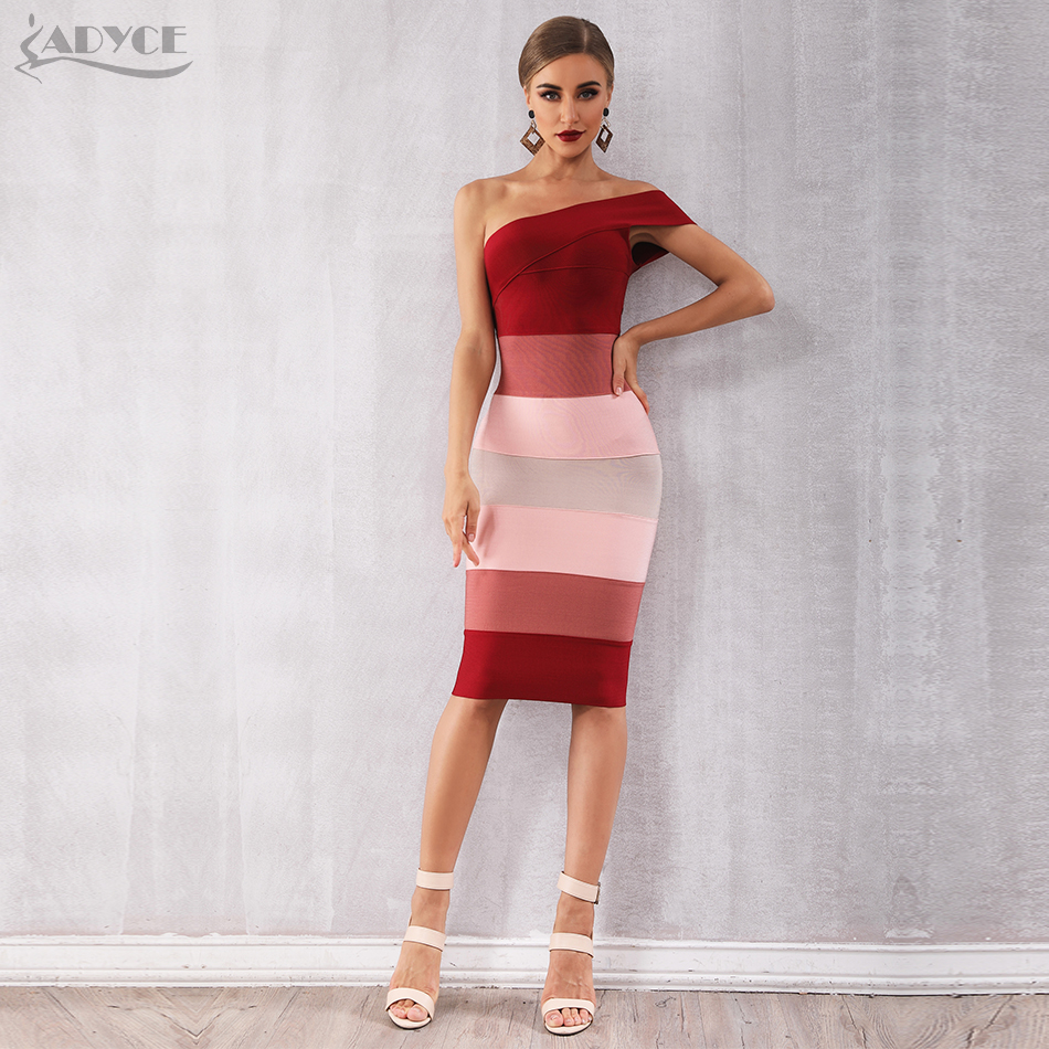   New Summer Women Bandage Dress Vestidos Sexy One Shoulder Sleeveless Midi Club Dress Celebrity Evening Party Dresses