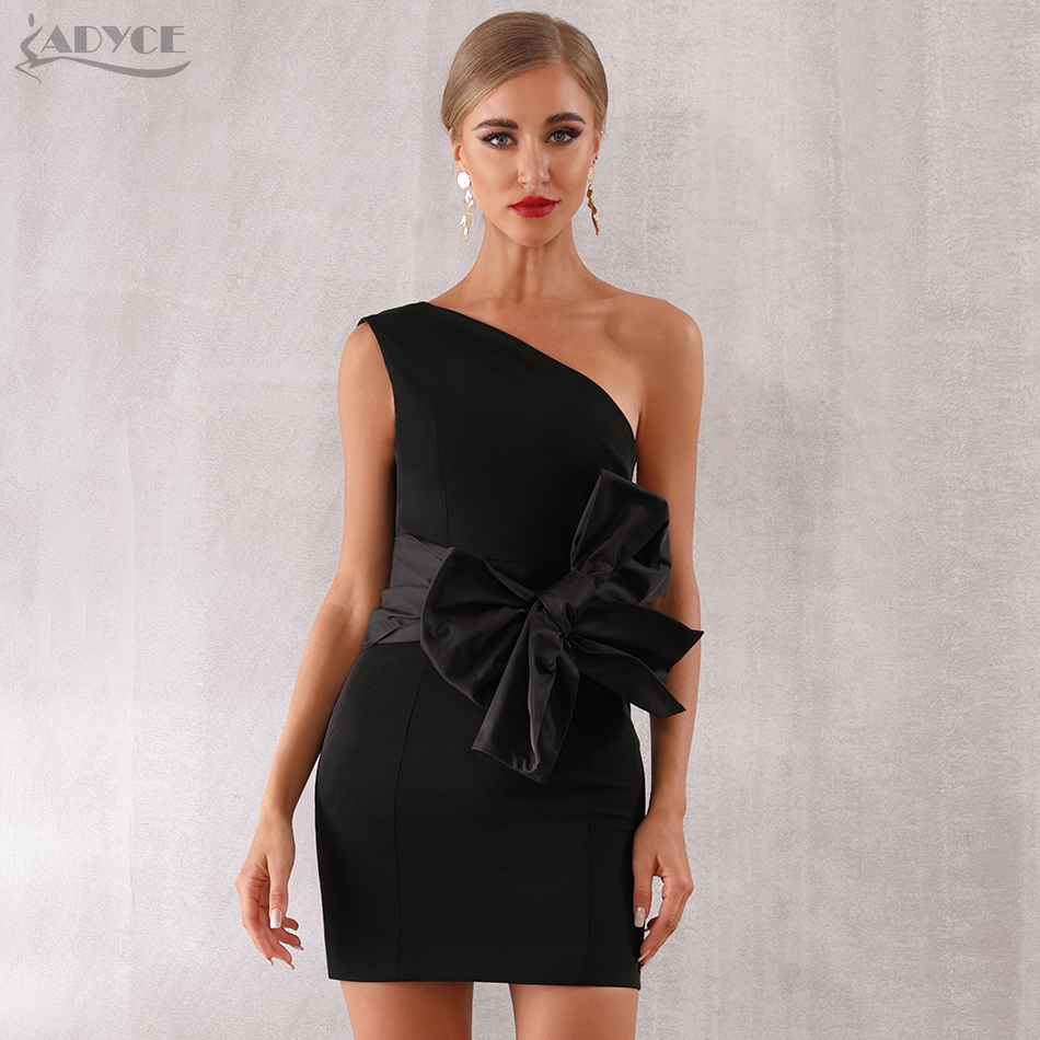   New Summer Women One Shoulder Bandage Dress Celebrity Evening Party Dress Sexy Black Mini Bodycon Club Dress Vestidos