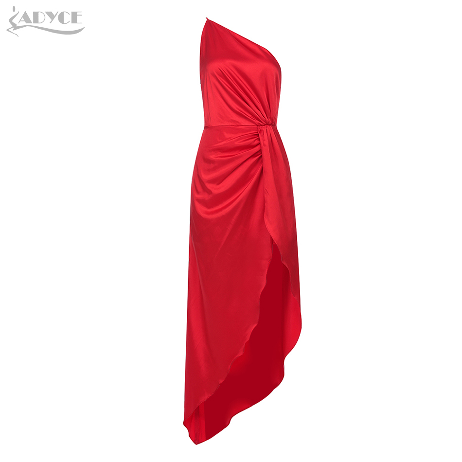   New Summer One Shoulder Women Dress Sexy Sleeveless Ruffles Red Club Dress Celebrity Evening Maxi Elegant Party Dress