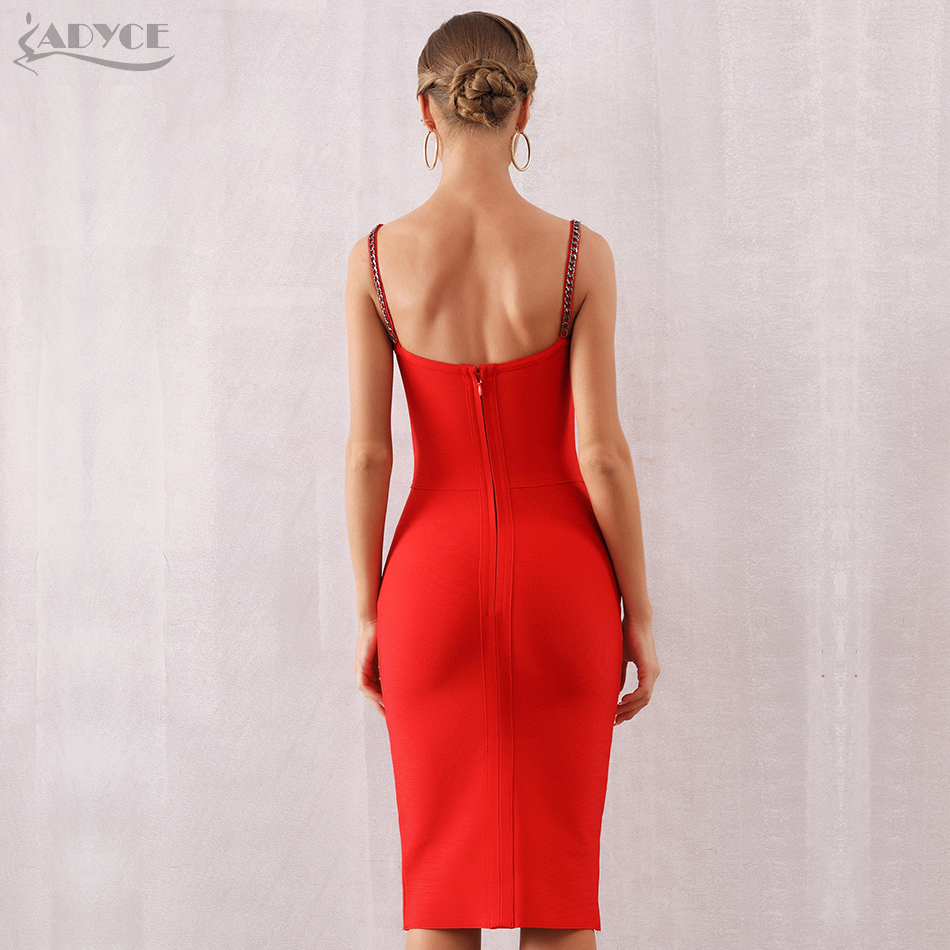   New Summer Bodycon Bandage Dress Women Vestido Sexy Sleeveless Spaghetti Strap Club Red Celebrity Evening Party Dress