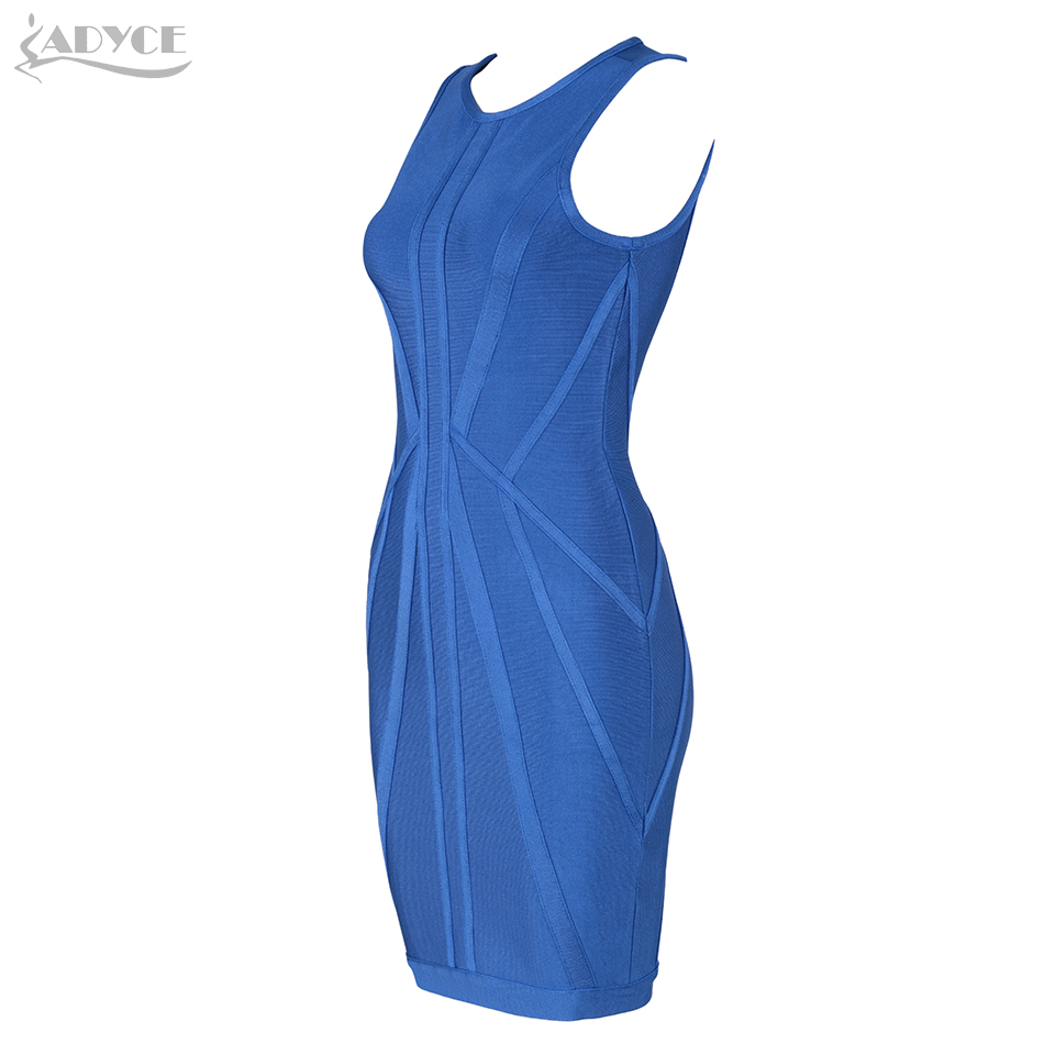   New Summer Women Bandage Dress Vestido Blue Tank Sexy Sleeveless Mini Bodycon Club Dres Celebrity Evening Party Dress