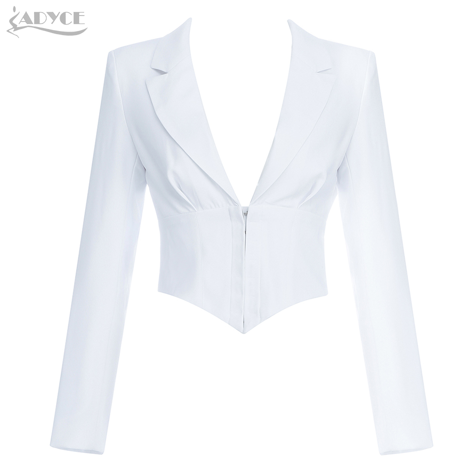   New Arrivals Women Long Sleeve Female Fashion Club Short Coat Autumn Suit Sexy V-Neck White Elegant Slim Trench Coats