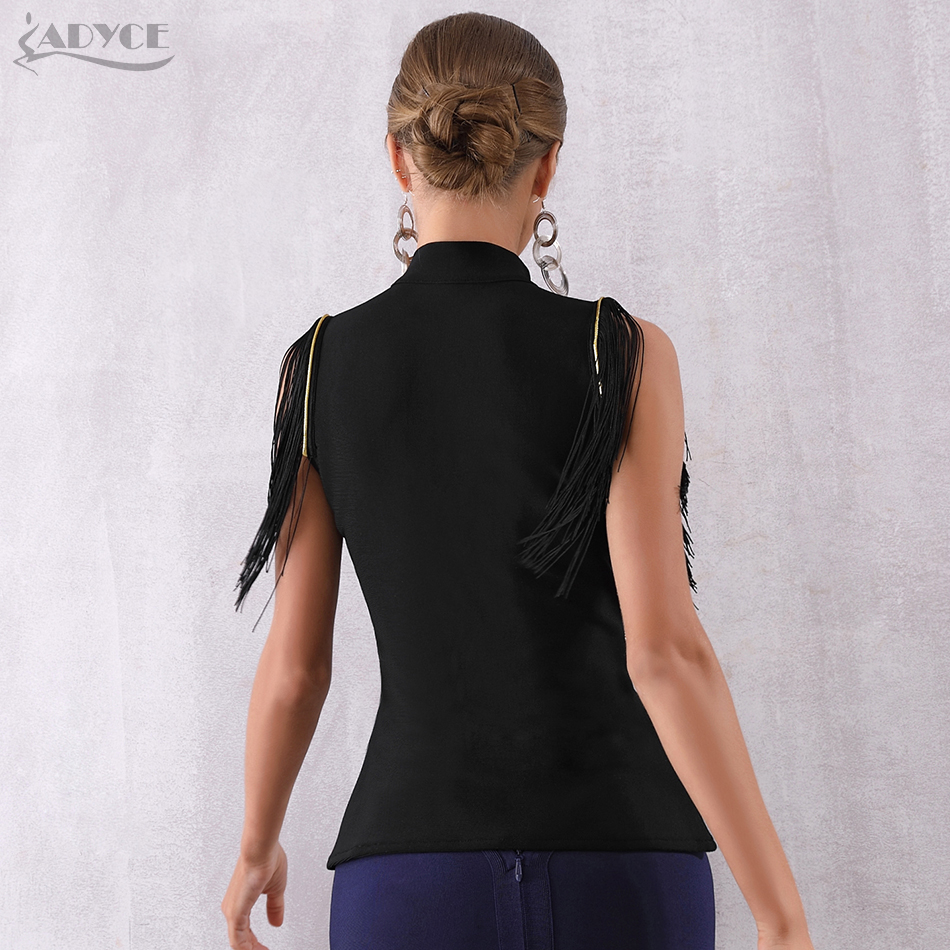   New Summer Women Slim Trench Coats Black Deep V-Neck Front Zipper Tassels Sleeveless Female Fashion Fringe Club Coats