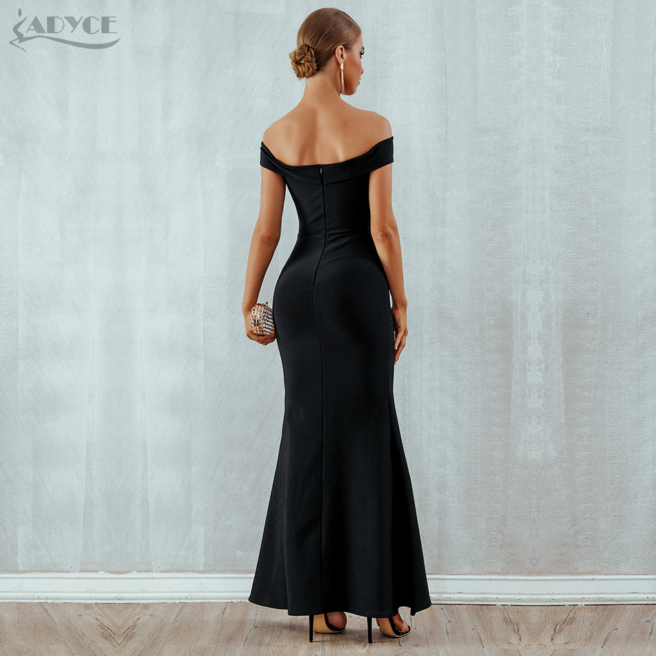   Summer Women Bandage Dress Sexy Black Long Maxi Club Dress Vestidos Elegant Off Shoulder Celebrity Runway Party Dress