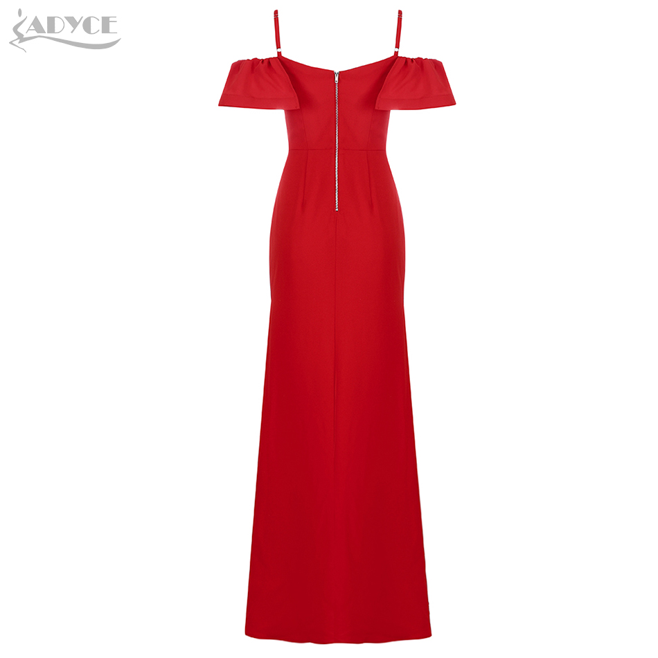   New Red Maxi Lace Celebrity Evening Party Dress Women Sexy Sleeveeless Spaghetti Strap Off Shoulder Ruffle Club Dress