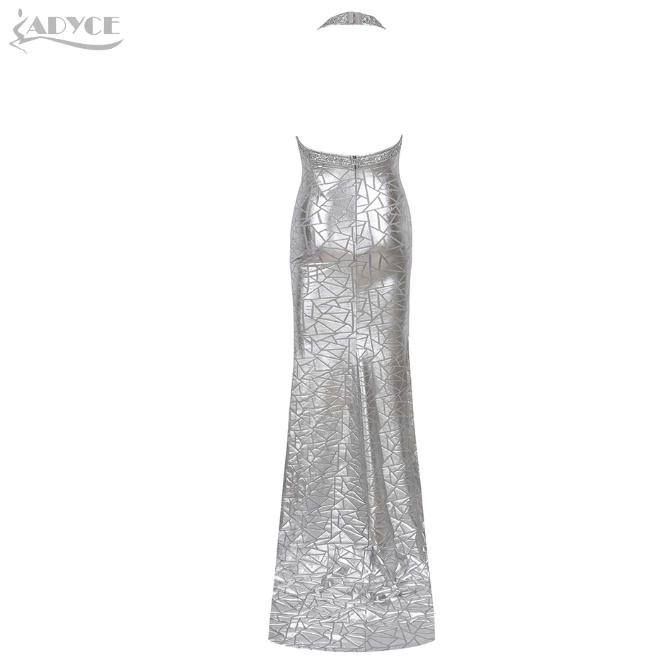   New Summer Sequined Celebrity Evening Party Dress Women Vestidos Sexy Halter Silver Backless Sleeveless Club Dresses