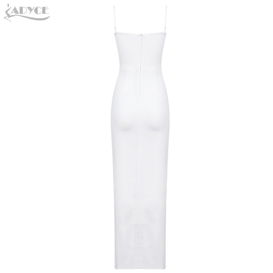   New White Maxi Women Bandage Dress Sexy Sleeveeless Lace Spaghetti Strap Celebrity Evening Party Club Dress Vestidos