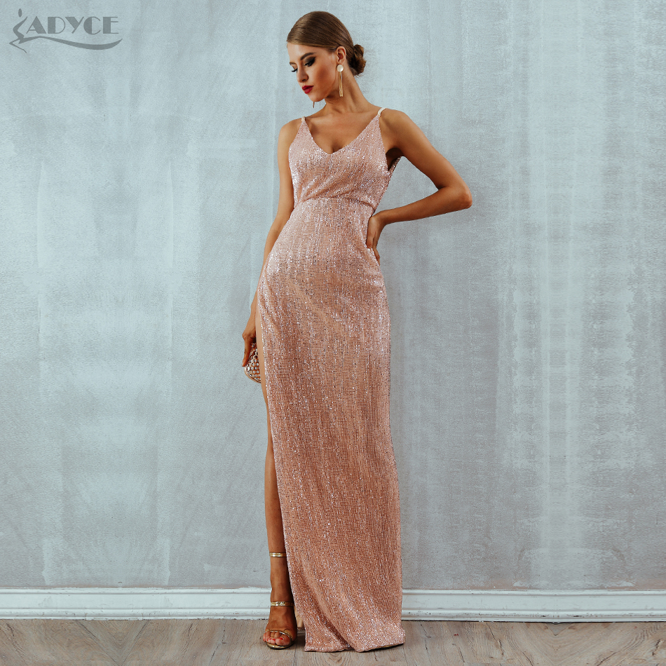   New Summer Women Sequined Celebrity Evening Party Dress Sexy Sleeveless Spaghetti Strap Backless Maxi Long Club Dress