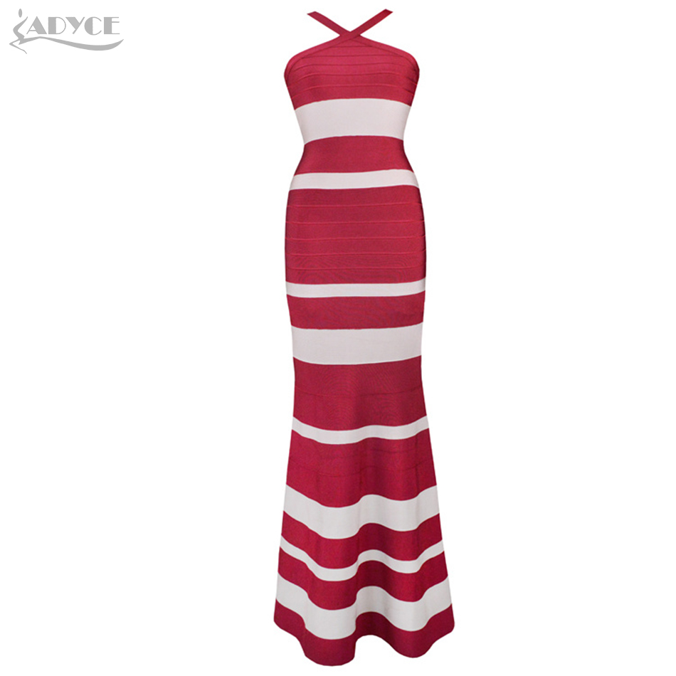   New Arrival Woman Bandage Dresses Chic Sexy Sleeveless Strapless Spaghetti Striped Celebrity Party Dress Vestidos