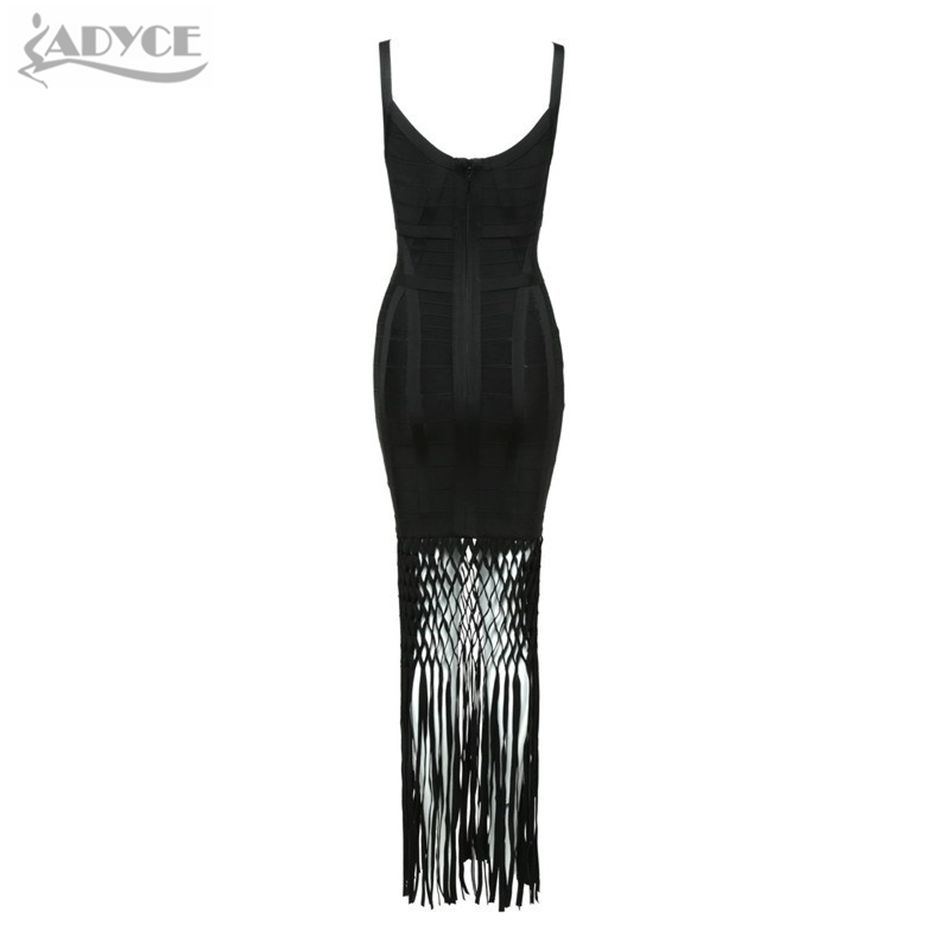  New summer bodycon sexy women bandage dress tassel V-Neck hollow out backless black burgundy hot ladies evening party dress